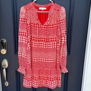 Loft size XS ❤️hearts and polka dots long sleeve dress
